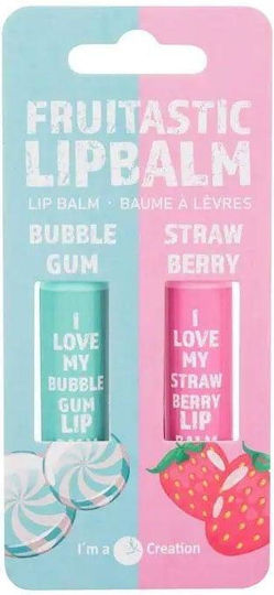 2K Fruitastic Set Lip Balsam Căpșuni și gumă de mestecat 8.4gr