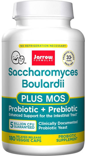 Jarrow Formulas Saccharomyces Boulardii Plus MOS Συμπλήρωμα με Προβιοτικά & Πρεβιοτικά 180 φυτικές κάψουλες