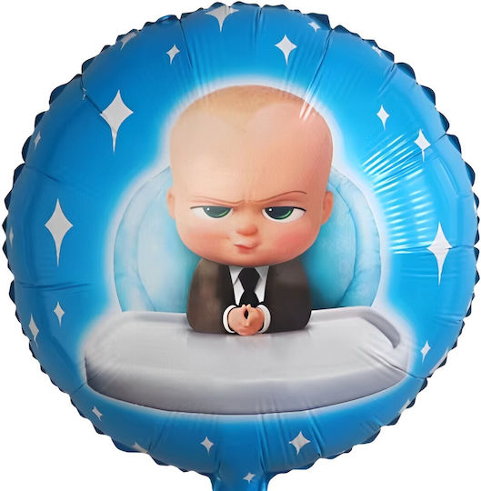 Μπαλόνι Στρογγυλό Βάπτισης Foil Μπλε Baby Boss 45εκ.