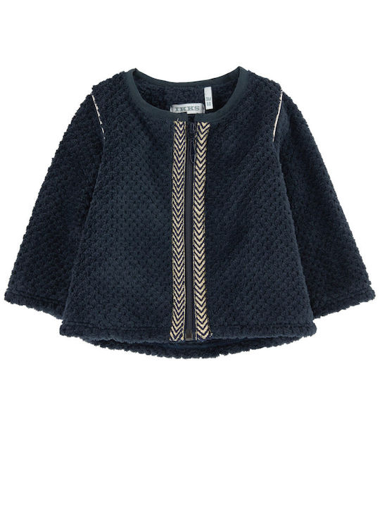 Blue velvet cardigan with gold details (XK17010)