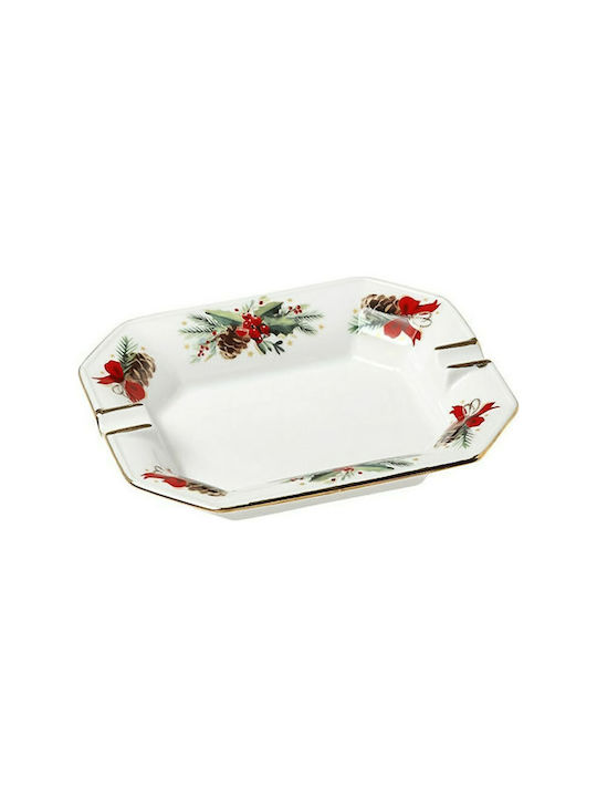 Cryspo Trio Weihnachtlich Aschenbecher Zigarette Porzellan Weiß 17x13,5 cm 1Stück