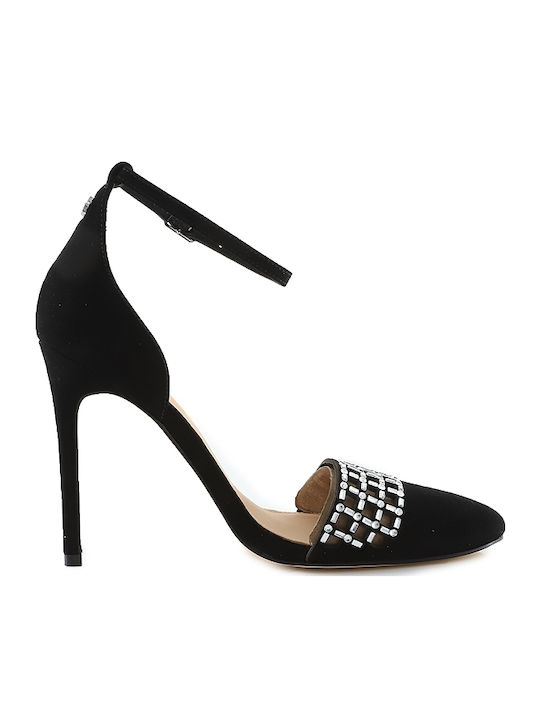 Pointed Toe Black Heels with Strap