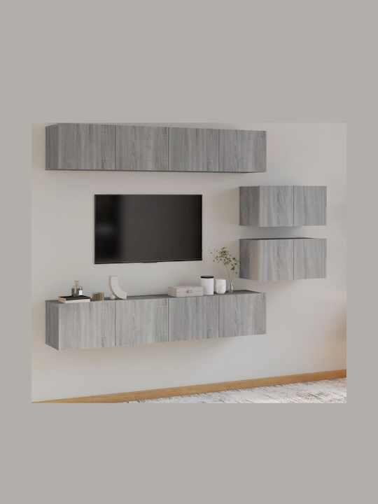 Living Room TV Unit Γκρι 6τμχ L80xW30xH30cm