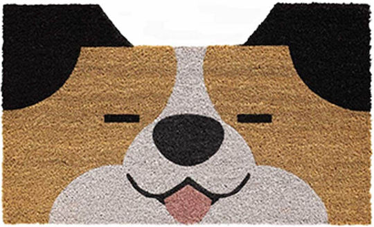 Sdim Entrance Mat made of Coir with Anti-slip Backing Dog Beige-Black 45x75cm Thickness 15mm