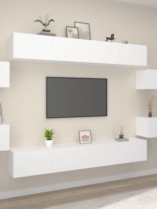 Living Room TV Unit Λευκό 8τμχ L100xW30xH30cm