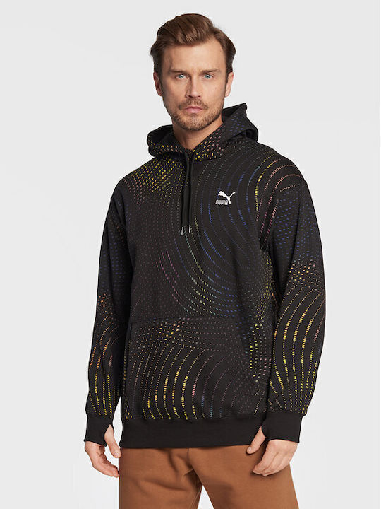 PUMA Φούτερ με Κουκούλα Μαύρο
