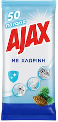 Ajax Μαντηλάκια Καθαρισμού Γενικής Χρήσης με Απολυμαντική Δράση - Χλωρίνη 50 τμχ