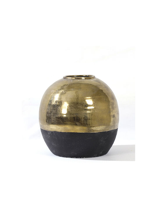 Zaros Διακοσμητικό Βάζο Κεραμικό Μαύρο - Χρυσό 28x28x29.5cm