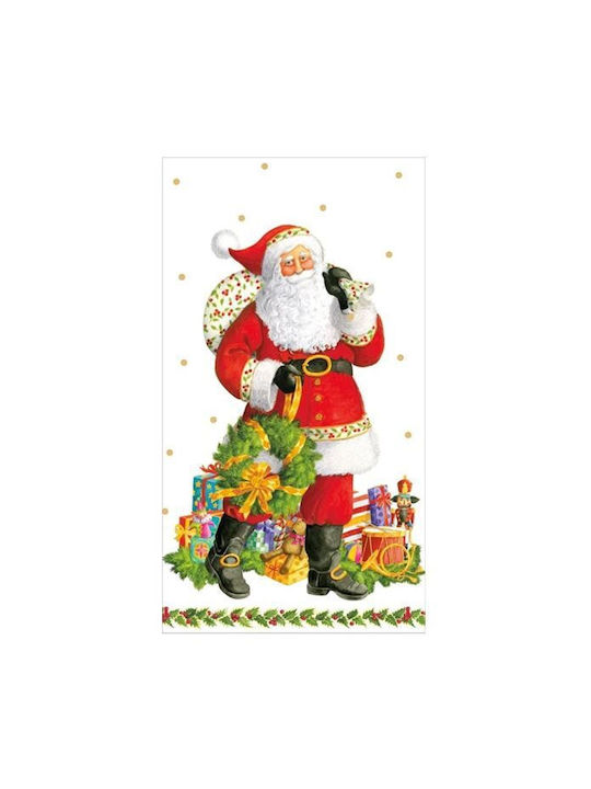 Caspari Jolly St Nick Set of Christmas Napkins Disposable L19.7xW10.8cm. 15pcs