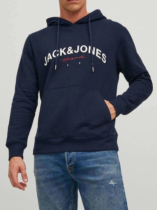 Jack & Jones Ανδρικό Φούτερ με Κουκούλα και Τσέπες Navy Blazer