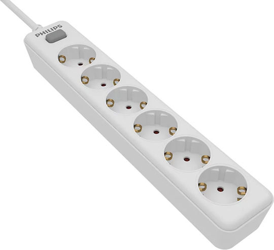 Philips Power Strip 6 Positions with Switch and Cable 2m