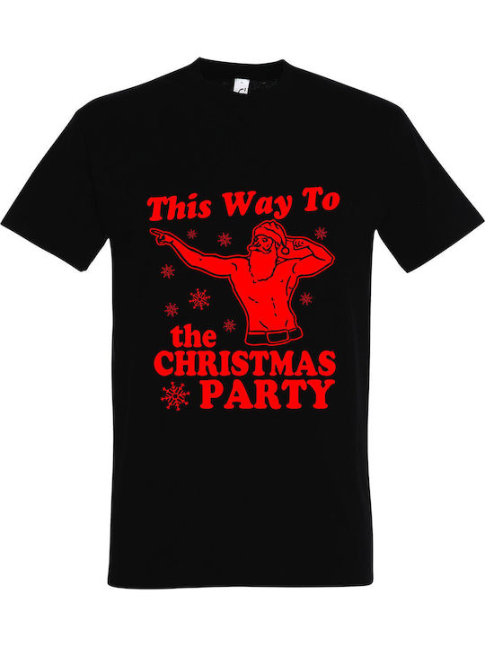 T-shirt Unisex " Ugly Christmas T-shirt, This Way To The Christmas Party " Black