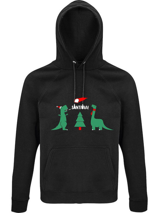 Hoodie Unisex Bio "Frohe Auslöschung Dinosaurier Weihnachten", Schwarz