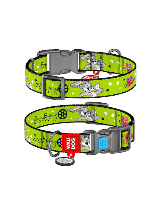 WauDog Bugs Bunny Dog Collar In Green Colour 15mm x 23 - 35cm