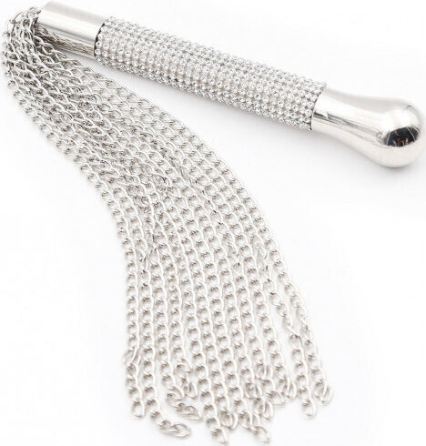 Naughty Toys Peitsche Fetisch Metallic Peitsche mit Ketten & Diamanten 44cm