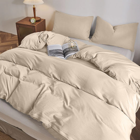 Lino Home Sheet Super-Double with Elastic 160x200+32cm. Moderna Beige