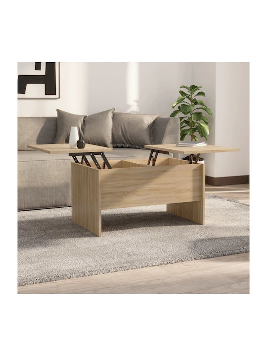 Rectangular Central Wooden Coffee Table with Lifting Mechanism Beige W80xD50xH42.5cm