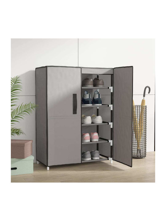 Stoff Schuhschrank mit 4 Regalen Gray L60xW28xH90cm