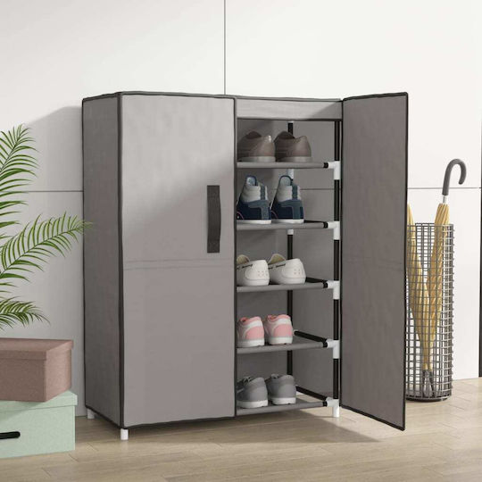 Fabric Shoe Organizer with 4 Shelves Gray 60x28x90cm