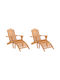 Deckchair Wooden Brown 2pcs 75x84x90cm.