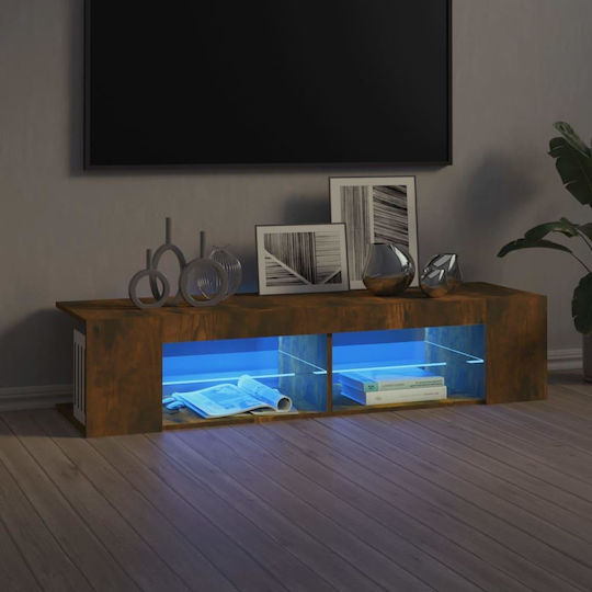 Έπιπλο TV Επιδαπέδιο με Φωτισμό Led Καπνιστή Δρυς 135x39x30εκ.