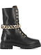 Leder Stiefeletten Damen Schwarz