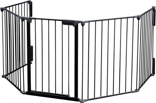 Wiltoc 61954 Metallic Fireplace Screen with 5 Panels 160x60x75cm Black
