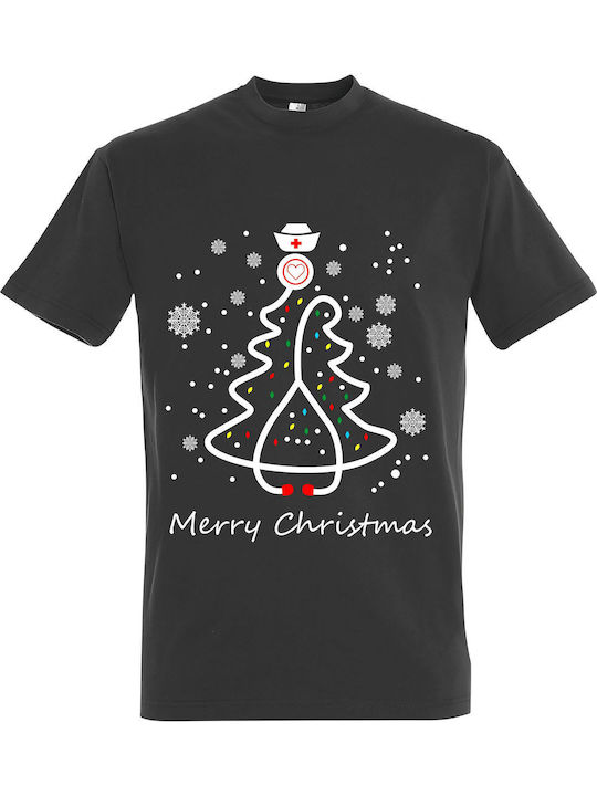 T-Shirt Unisex "Hässliches Weihnachts-T-Shirt Krankenschwester" Dunkelgrau