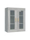 Wall Living Room Display Cabinet made of Particleboard with Glass Gray 69.5x34x90cm