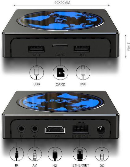 TV Box X98 Mini 4K UHD με WiFi USB 2.0 4GB RAM και 32GB Αποθηκευτικό Χώρο με Λειτουργικό Android 11.0