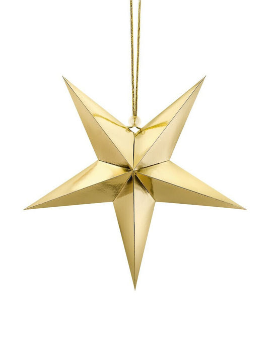 PartyDeco Weihnachtlicher Dekorativer Anhänger Stern Papier Gold 45cm 1Stück
