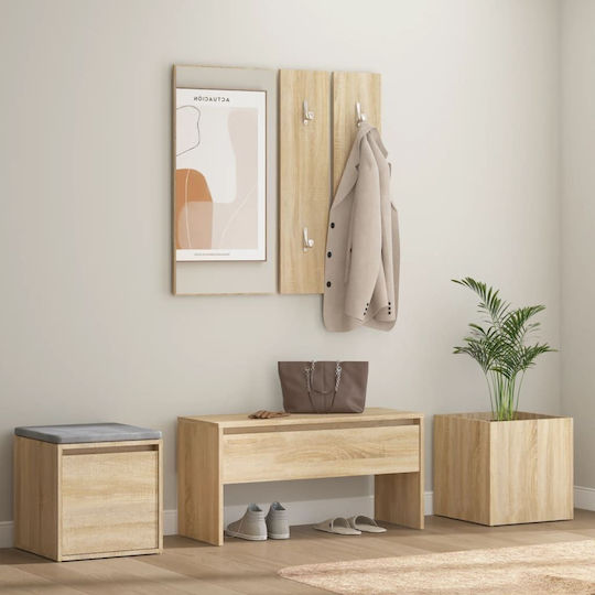 Eingangsmöbel mit Spiegel / Garderobe / Schuhschrank & Bank Sonoma Oak 80x30.5x40cm