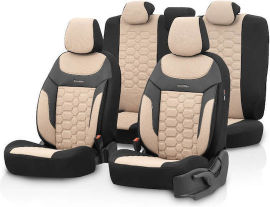Leatherette Covers Set 11pcs Carbon Design Beige
