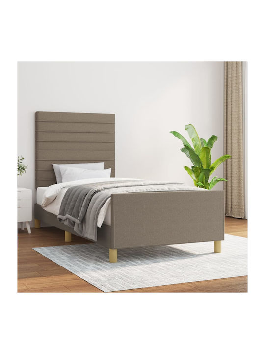 Single Upholstered Bed with Fabric Taupe for Ma...