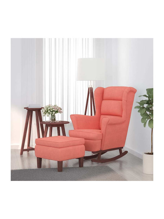 Rocking Armchair with Footstool Pink 78x93x97cm