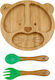 Baby Cloud Feeding Set Lion made of Bamboo with Non-Slip Base Green 3pcs