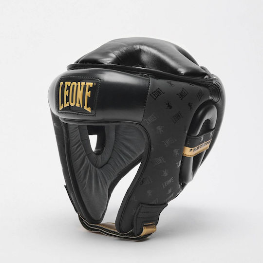 Leone DNA Adult Open Face Boxing Headgear Synthetic Leather Black