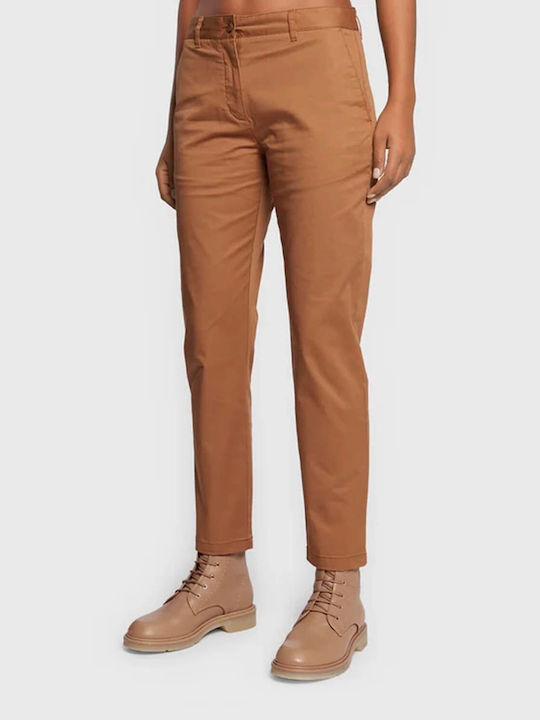 Women's Chino Trousers Slim Fit Tabac Brownc Brown