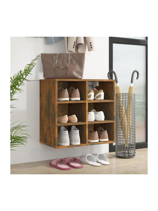 Holz Schuhschrank mit 4 Regalen Gelb L52.5xW30xH50cm
