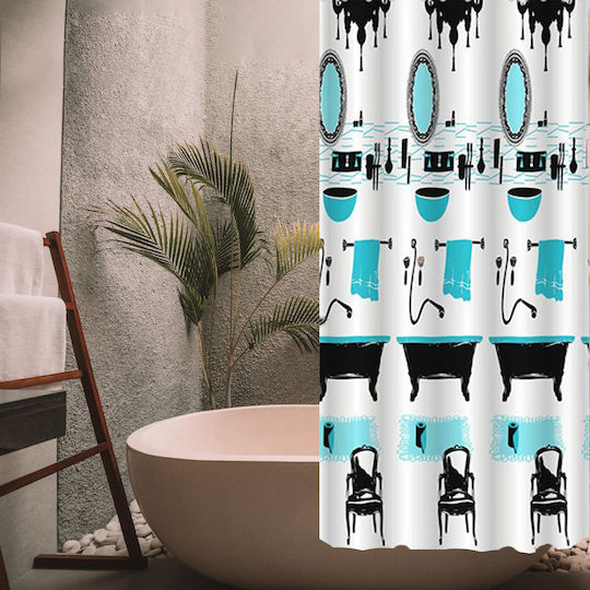 Bathitems Fabric Shower Curtain 180x200cm Light Blue