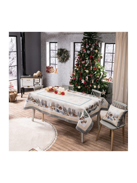 Teoran Christmas Tablecloth Fabric Gray L220xW140cm 1pcs