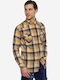 Long-sleeved Cotton Shirt Checked Ochre