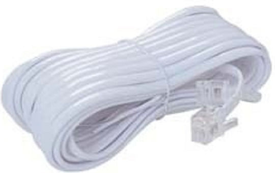 Eucom Flat Τηλεφωνικό Καλώδιο RJ11 6P4C 7m Λευκό (10-100-0040Λ-Μ)