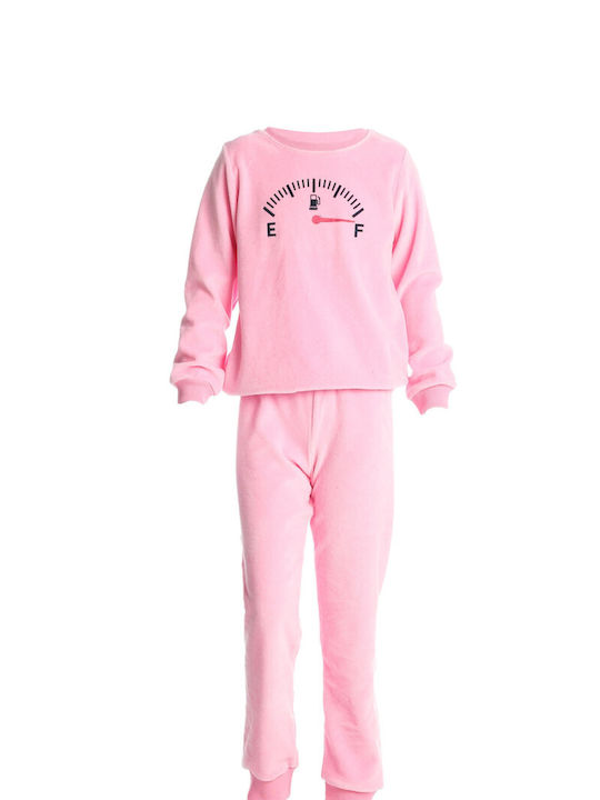 Joyce Set Top & Bottom Kids Winter Velvet Pyjamas Pink