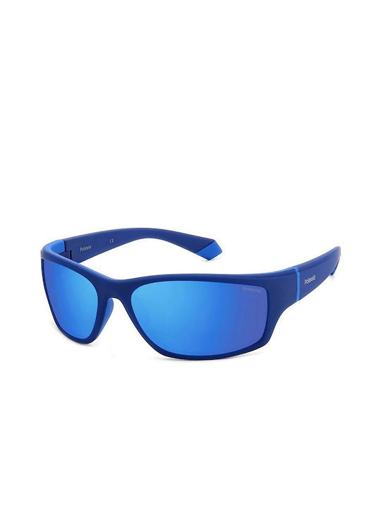 Polaroid Sunglasses with Blue Plastic Frame and Blue Polarized Mirror Lens PLD2135/S ZX9/5X