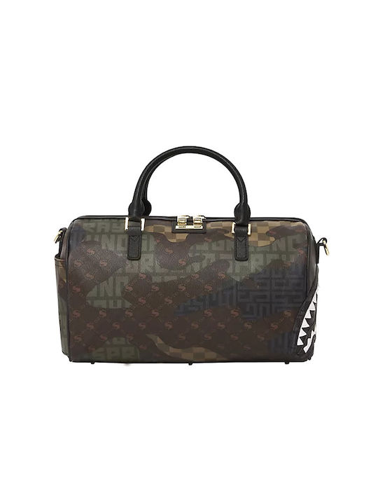 Sprayground Unisex Camo Branded Mini Duffle HD Din piele Geantă de damă De spate Kaki