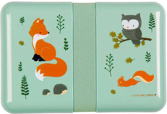 A Little Lovely Company Forest Friends Πλαστικό Παιδικό Σετ Φαγητού 0.85lt Πράσινο 18 x 12 x 6εκ.