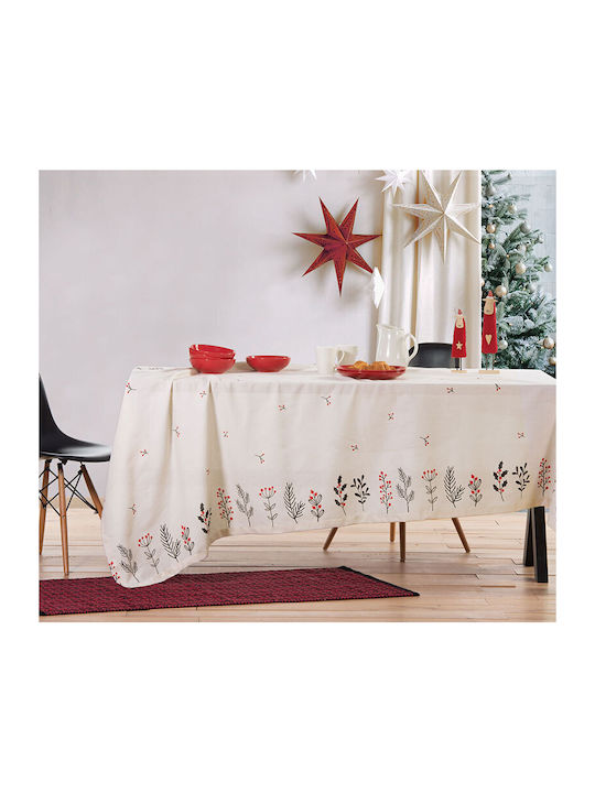 Nef-Nef Homeware Aspen Weihnachts- Tischtuch Stoff Weiß B140xL140cm. 1Stück