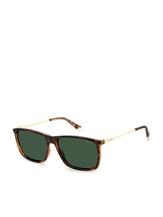 Polaroid Sunglasses with Brown Tartaruga Frame and Green Polarized Lens PLD4130/S/X 086/UC
