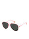 Polaroid Unisex Sunglasses with Pink Metal Frame and Gray Polarized Lens PLD6187/S 35J/M9